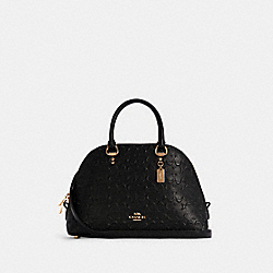 Katy Satchel In Signature Leather - C7279 - GOLD/BLACK