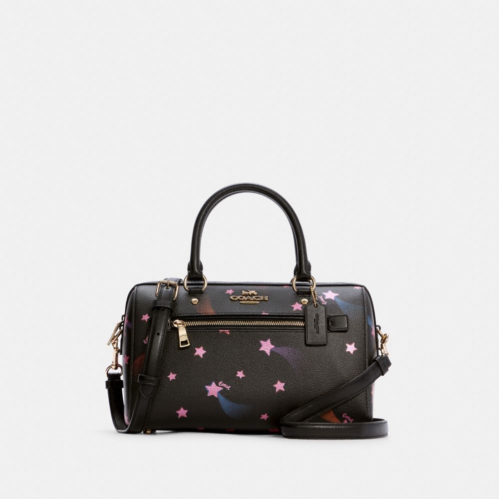 COACH C7284 - Rowan Satchel With Disco Star Print GOLD/BLACK MULTI