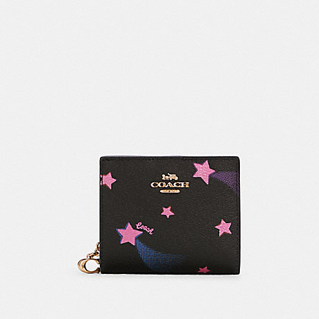 COACH C7297 Snap Wallet With Disco Star Print GOLD/BLACK-MULTI