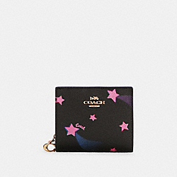 COACH C7297 Snap Wallet With Disco Star Print GOLD/BLACK MULTI