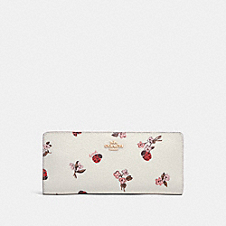 Slim Wallet With Ladybug Floral Print - GOLD/CHALK MULTI - COACH C7306