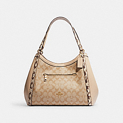 COACH C7332 Kristy Shoulder Bag In Colorblock Signature Canvas GOLD/LIGHT KHAKI/IVORY MULTI