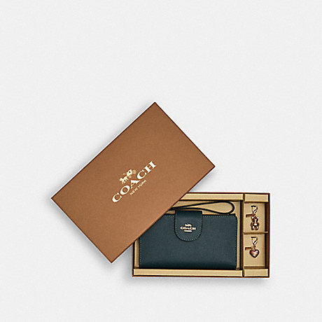 COACH Boxed Tech Wallet - GOLD/FOREST GREEN - C7352