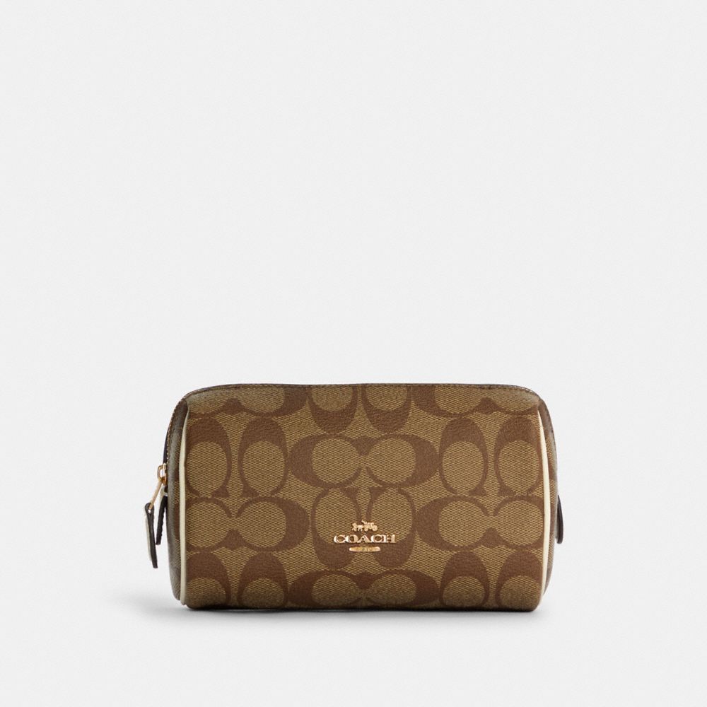 Cosmetic Case 17 In Signature Canvas - GOLD/KHAKI/CHALK - COACH C7359