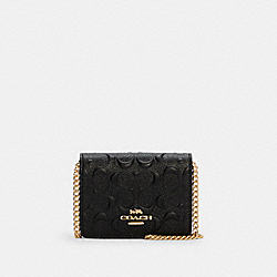 COACH C7361 Mini Wallet On A Chain In Signature Leather GOLD/BLACK
