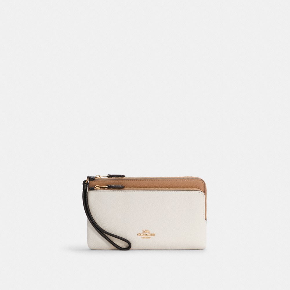 Double Zip Wallet In Colorblock - C7368 - GOLD/CHALK MULTI