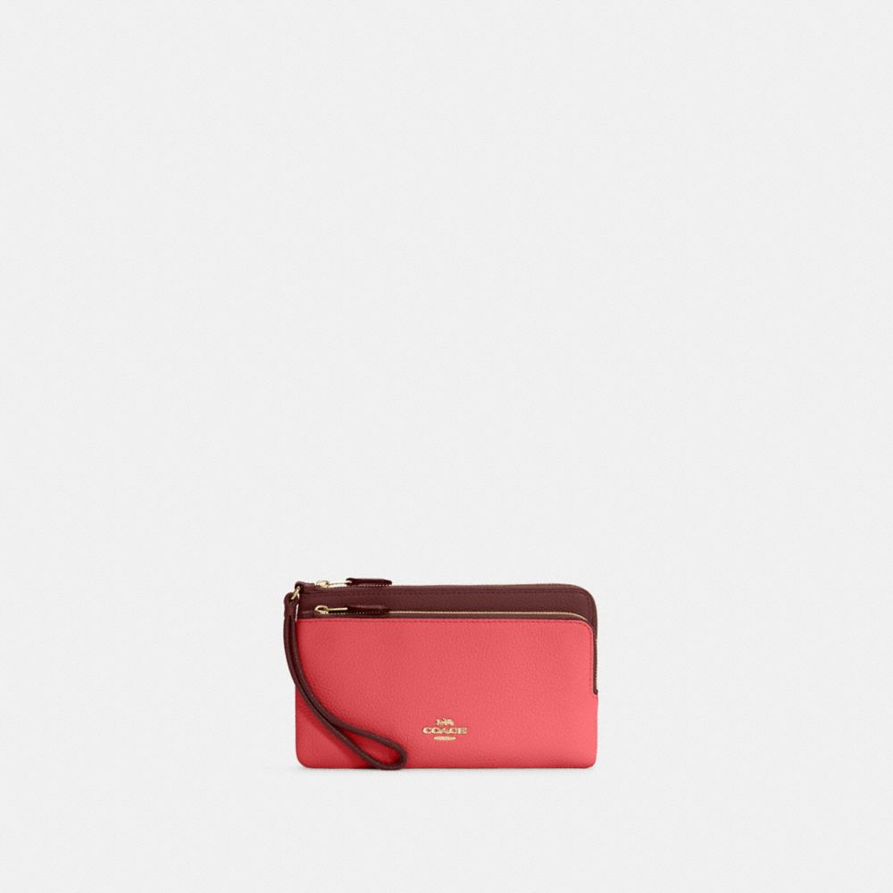 Double Zip Wallet In Colorblock - C7368 - IM/Watermelon/Wine