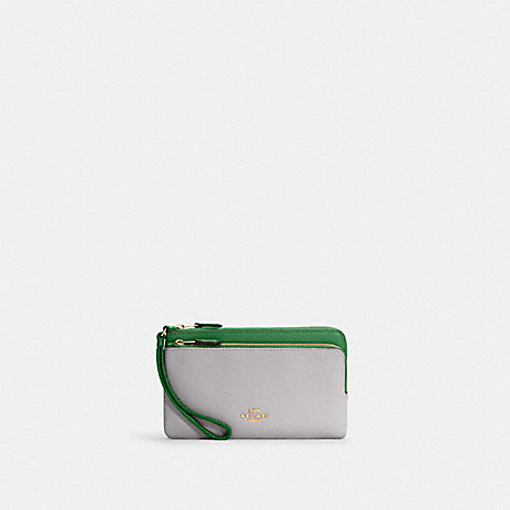 COACH C7368 Double Zip Wallet In Colorblock IM/Kelly-Green-Multi