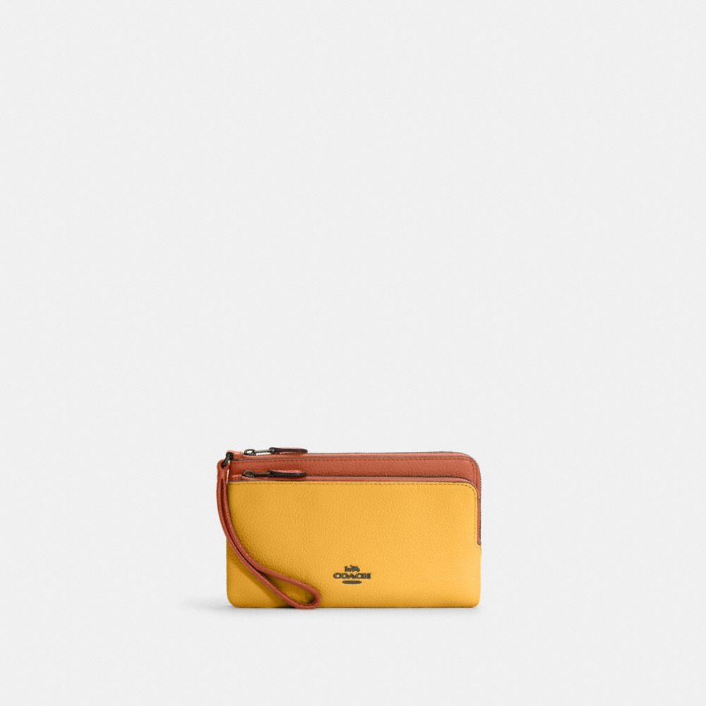 COACH C7368 Double Zip Wallet In Colorblock QB/Sunset Multi