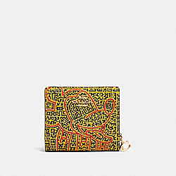COACH C7446 Disney Mickey Mouse X Keith Haring Snap Wallet GOLD/YELLOW/RED