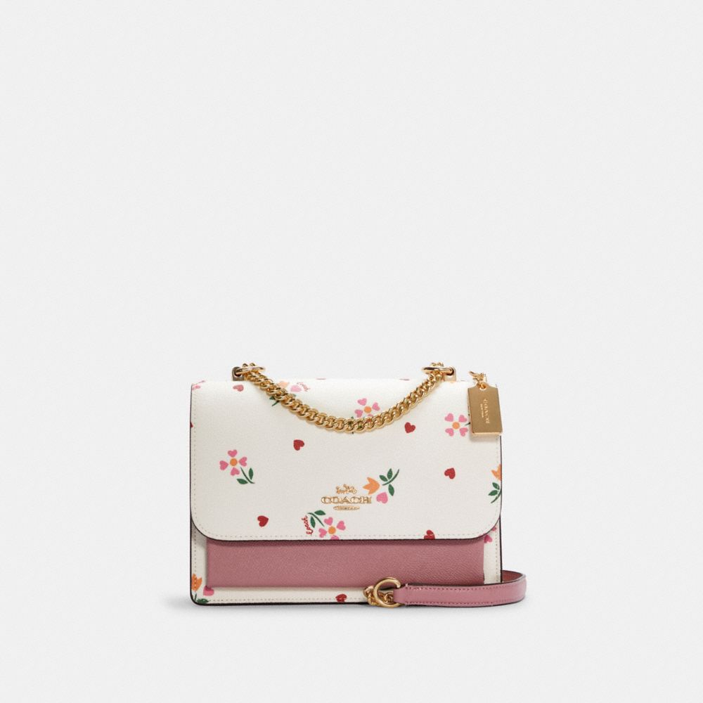 COACH C7596 Klare Crossbody With Heart Petal Print GOLD/CHALK MULTI