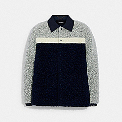 COACH Sherpa Shirt Jacket - NAVY MULTI - C7621