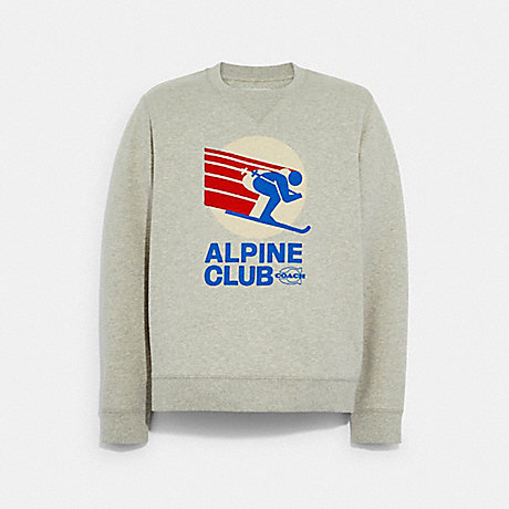 COACH C7643 Ski Alpine Club Graphic Crewneck Sweatshirt In Organic Cotton CLASSIC-GREY-MELANGE
