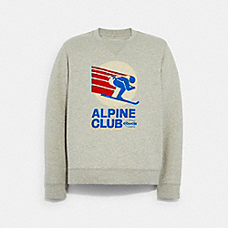 COACH Ski Alpine Club Graphic Crewneck Sweatshirt In Organic Cotton - CLASSIC GREY MELANGE - C7643