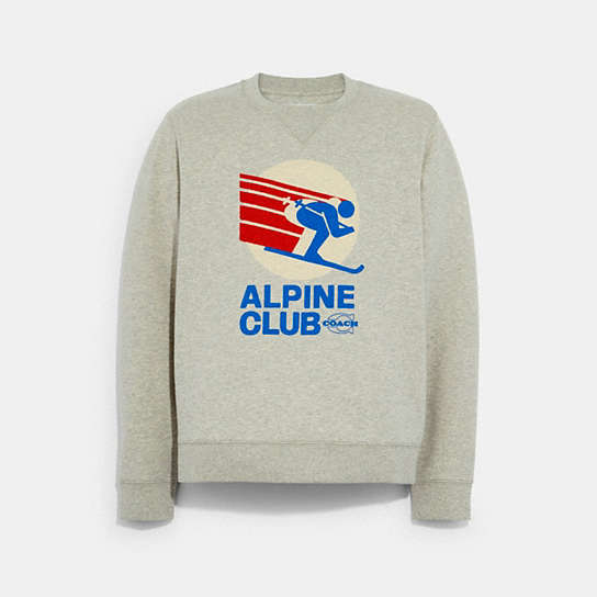 C7643 - Ski Alpine Club Graphic Crewneck Sweatshirt In Organic Cotton Classic Grey Melange