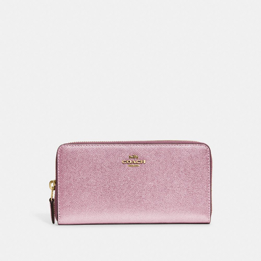 C7648 - Accordion Zip Wallet Brass/Metallic Pink