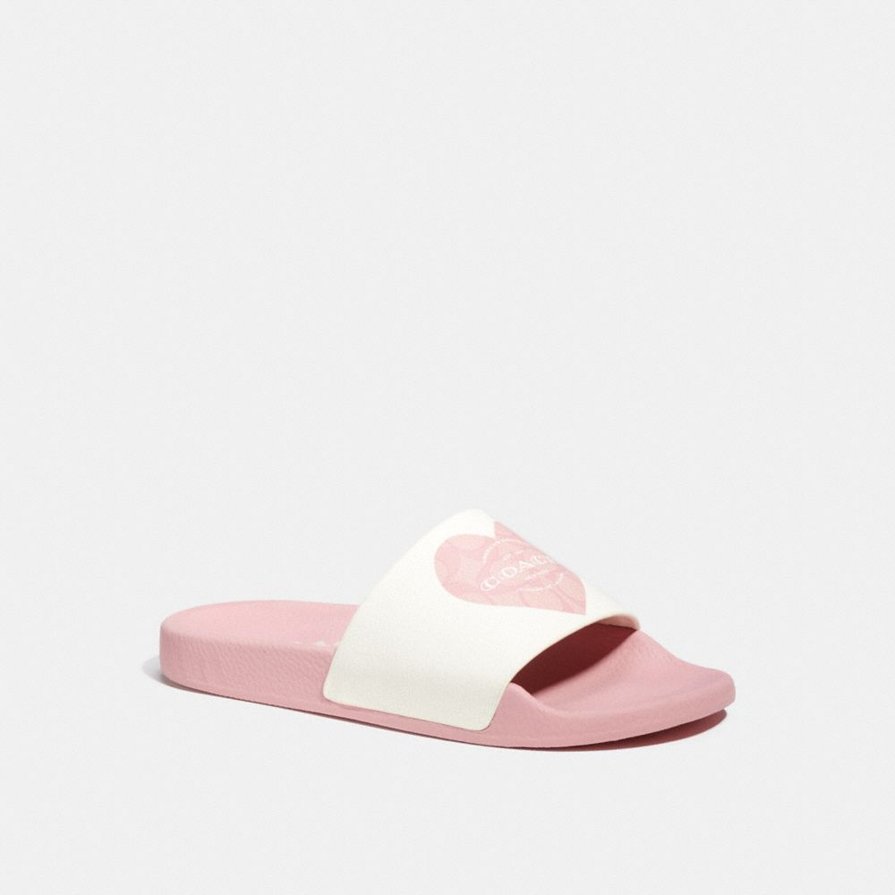 COACH C7664 Uli Sport Slide With Heart CHALK/PINK