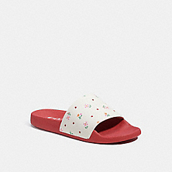Uli Sport Slide With Heart Floral Print - C7665 - CHALK/RED
