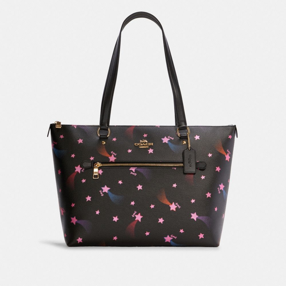 Gallery Tote With Disco Star Print - C7668 - GOLD/BLACK MULTI