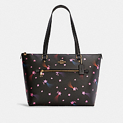 Gallery Tote With Disco Star Print - GOLD/BLACK MULTI - COACH C7668