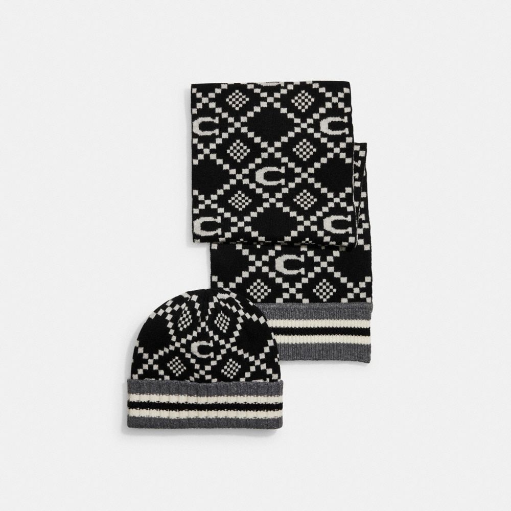 Jacquard Hat And Scarf Set - BLACK - COACH C7671