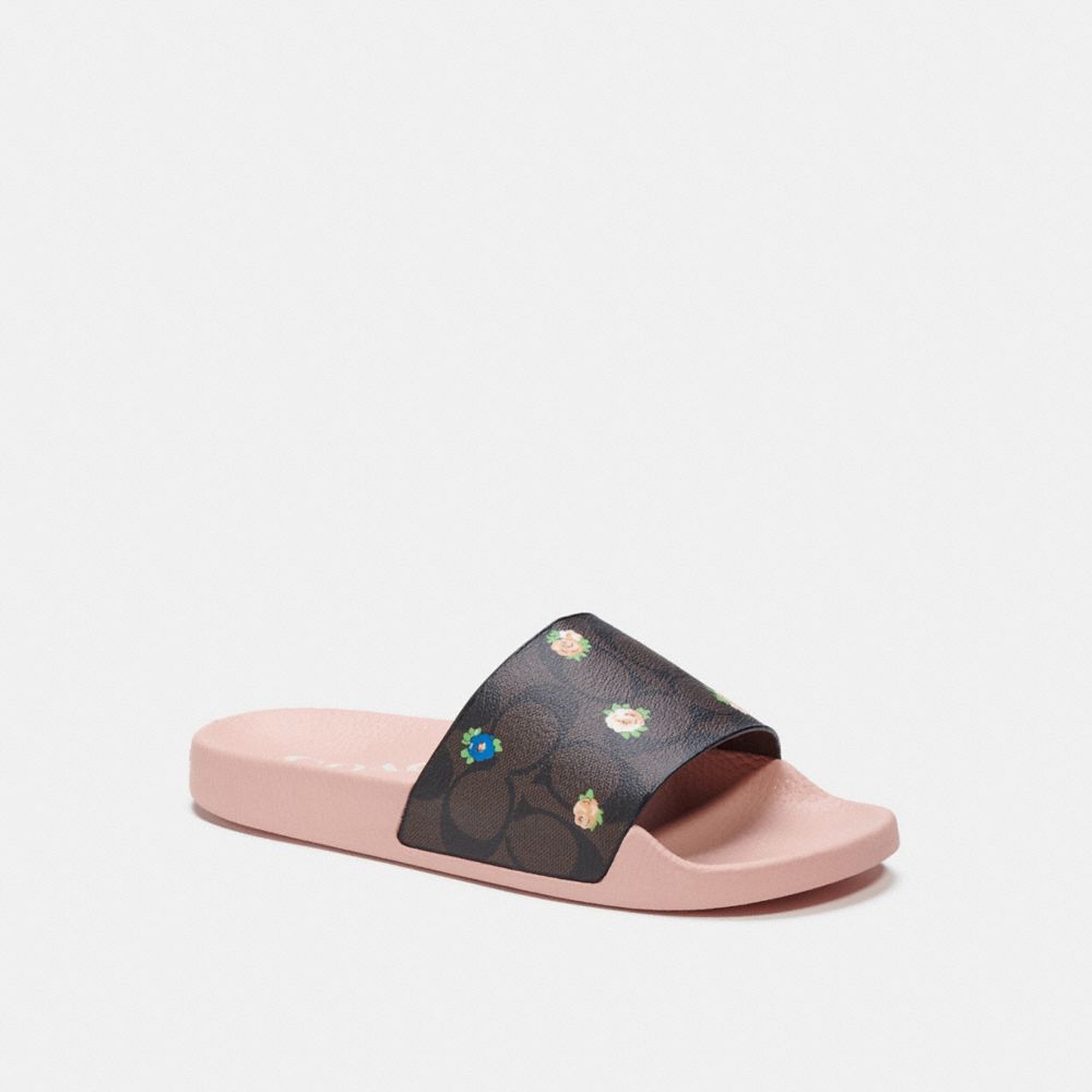 COACH C7675 Uli Sport Slide With Floral Print CHESTNUT/PINK