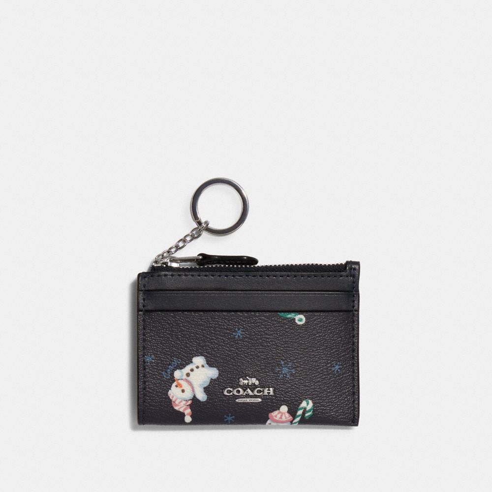 Mini Skinny Id Case With Snowman Print - C7680 - SILVER/MIDNIGHT MULTI