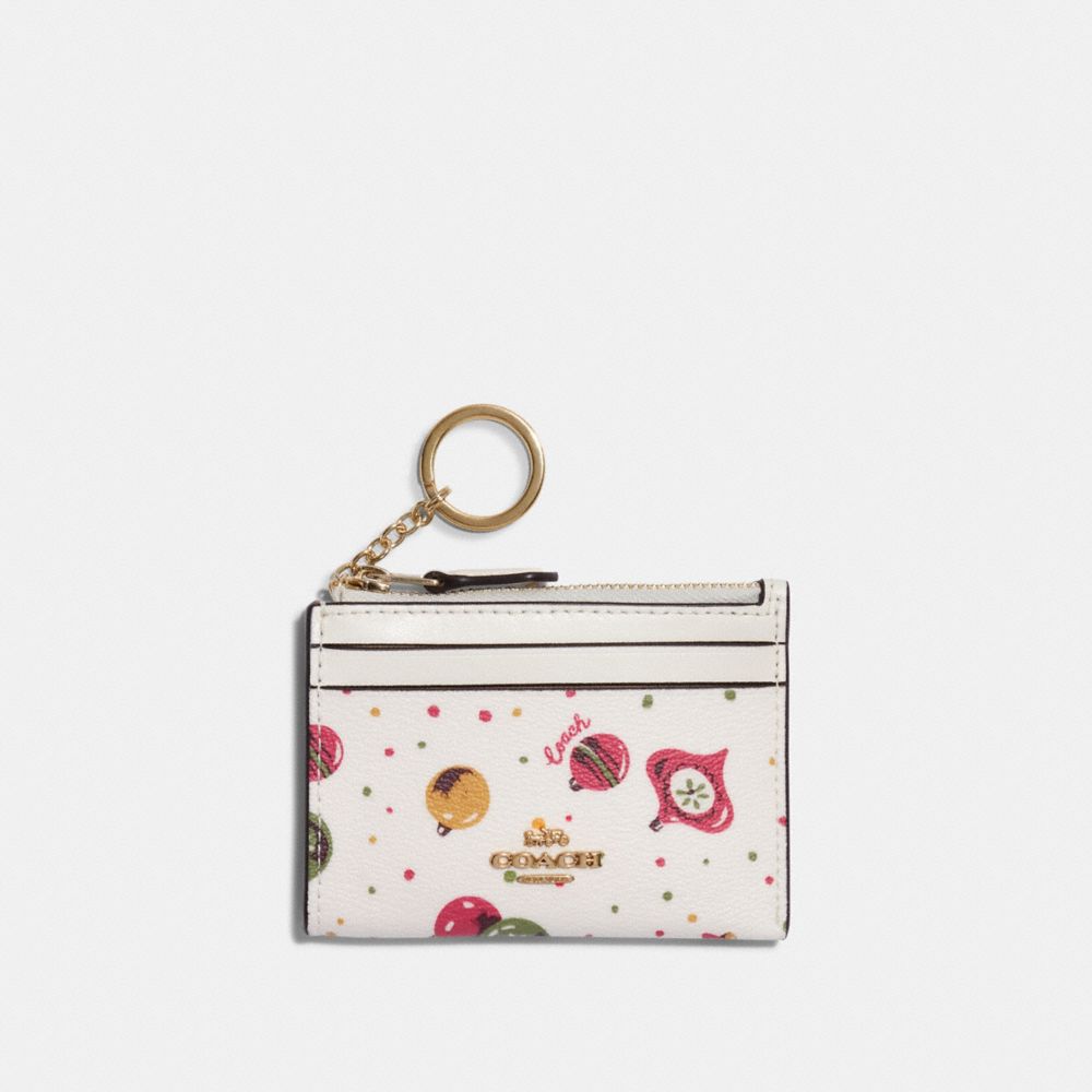 COACH C7681 - Mini Skinny Id Case With Ornament Print GOLD/CHALK MULTI