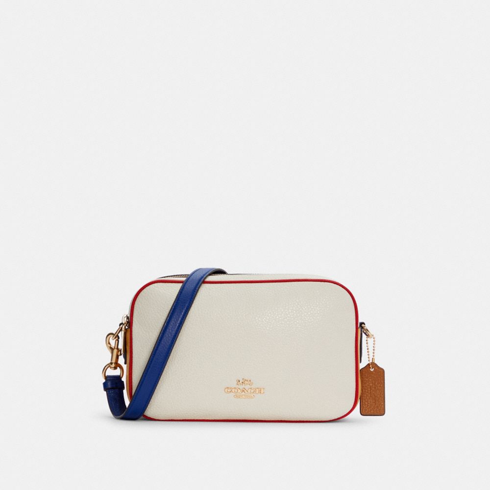 COACH C7682 Jes Crossbody In Colorblock GOLD/CHALK ELECTRIC RED MULTI