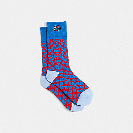 COACH Signature Ski Socks - BLUE - C7693
