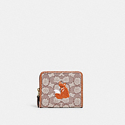 COACH C7719 Billfold Wallet In Signature Textile Jacquard With Fox Motif BRASS/COCOA BURNISHED AMB
