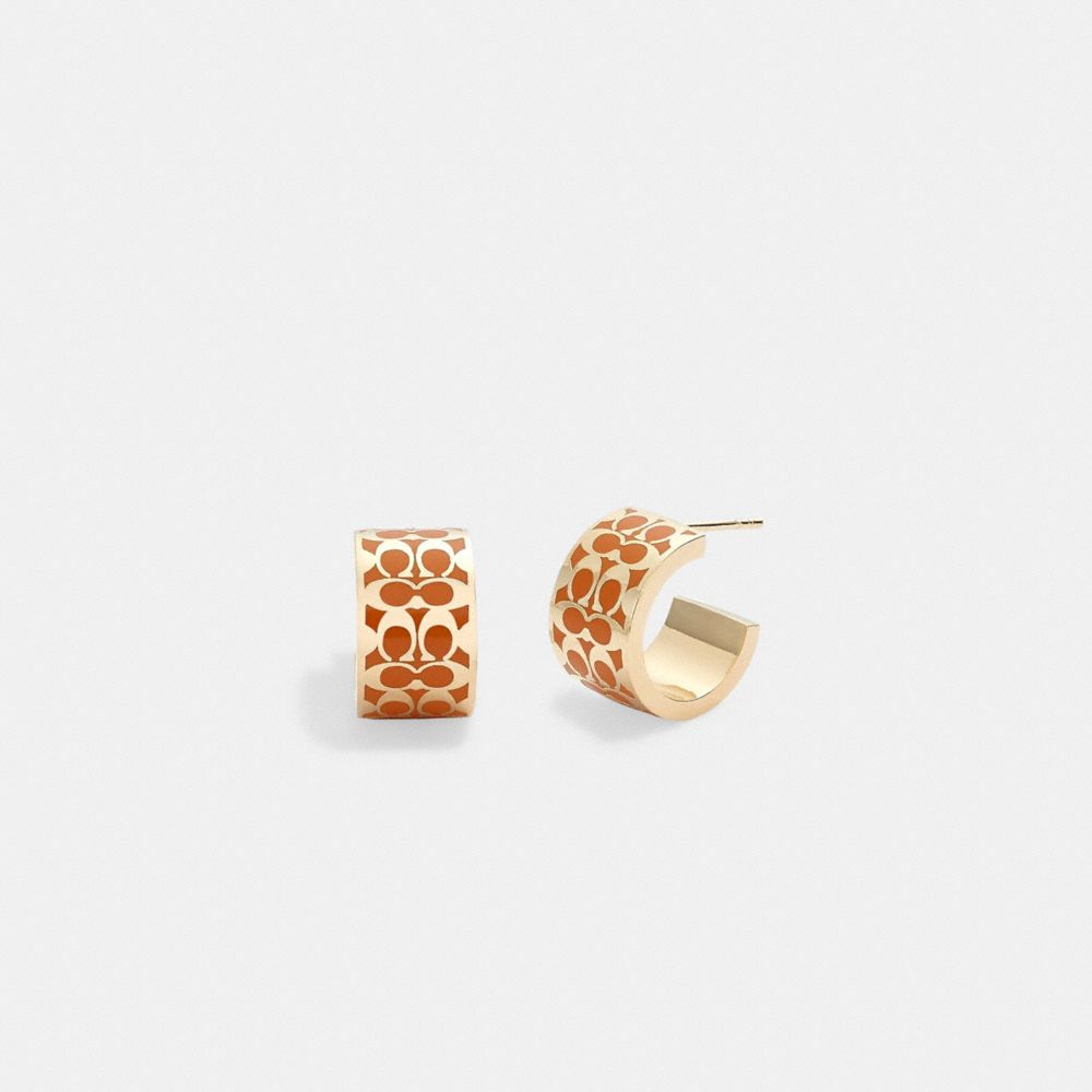 Signature Enamel Huggie Earrings - C7770 - GOLD/YELLOW