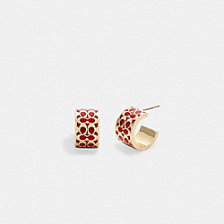Signature Enamel Huggie Earrings - C7770 - RED/GOLD