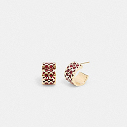 Signature Enamel Huggie Earrings - C7770 - Gold/Red Glitter