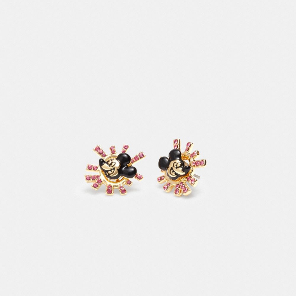 COACH C7784 Disney Mickey Mouse X Keith Haring Stud Earrings GOLD
