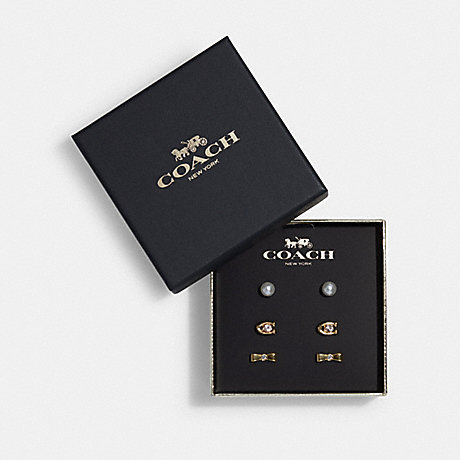 COACH C7788 Signature And Bow Stud Earrings Set GOLD