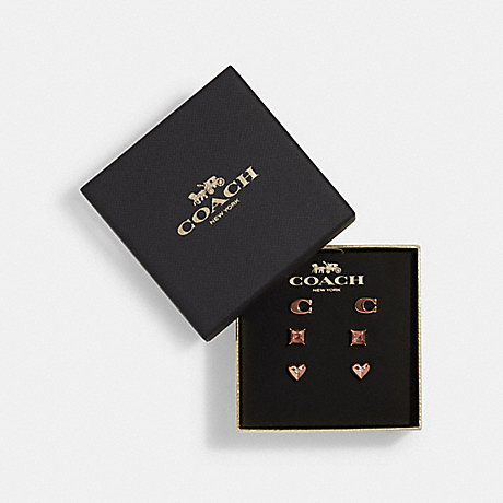 COACH C7789 Signature And Pave Heart Stud Earrings Set ROSE-GOLD
