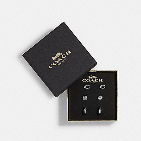 COACH Signature Stud Earrings Set - SILVER - C7790