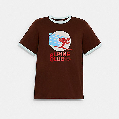 COACH C7798 Alpine Club Boxy T Shirt In Organic Cotton Dark Brown
