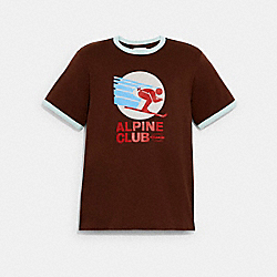 COACH C7798 Alpine Club Boxy T Shirt In Organic Cotton DARK BROWN