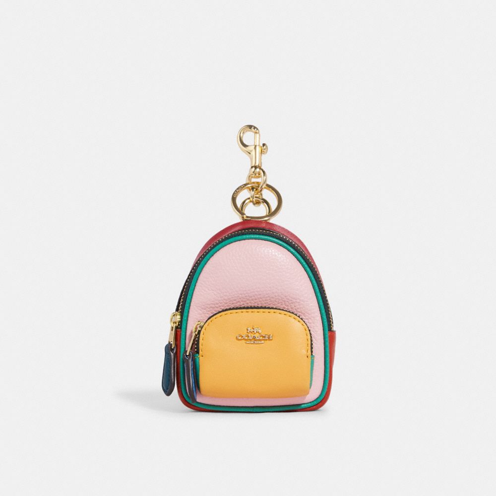 COACH Mini Court Backpack Bag Charm In Colorblock - GOLD/MULTI - C7802