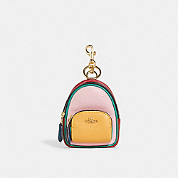 Mini Court Backpack Bag Charm In Colorblock - C7802 - GOLD/MULTI