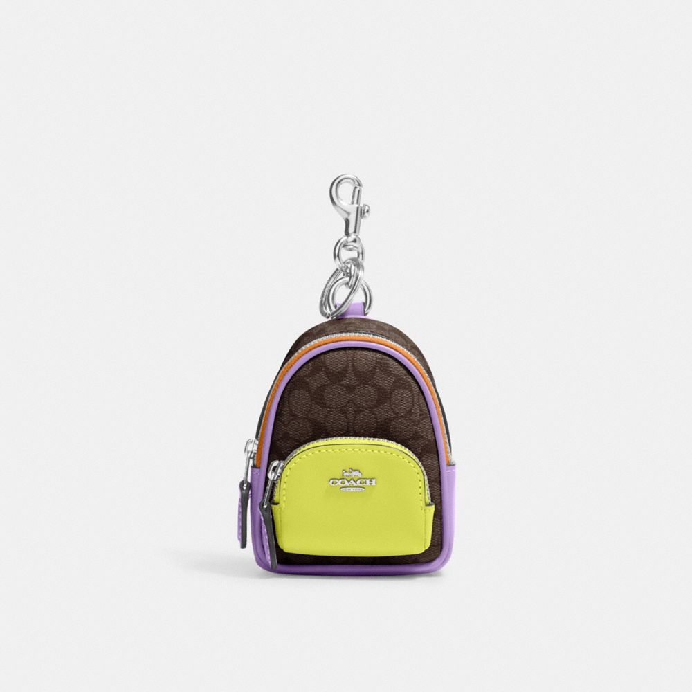 Coach Mini Court Backpack Bag Charm In Signature Canvas - C7803 