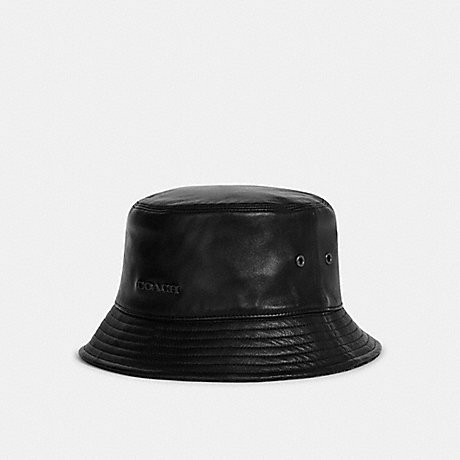COACH Leather Bucket Hat - BLACK - C7830