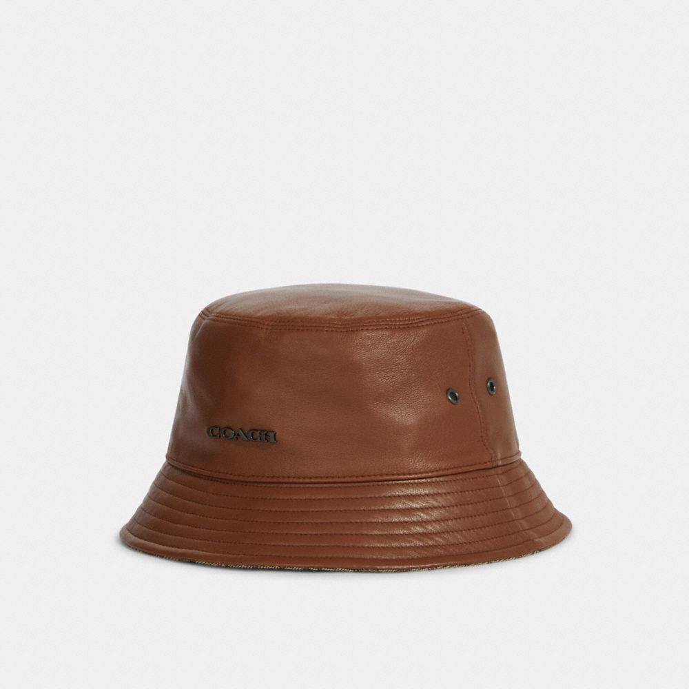 COACH Leather Bucket Hat - RUSTIC BROWN - C7830