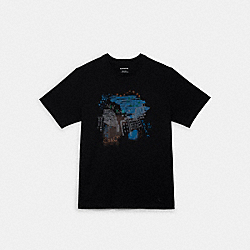 Doodle Graphic T Shirt - BLACK - COACH C7831