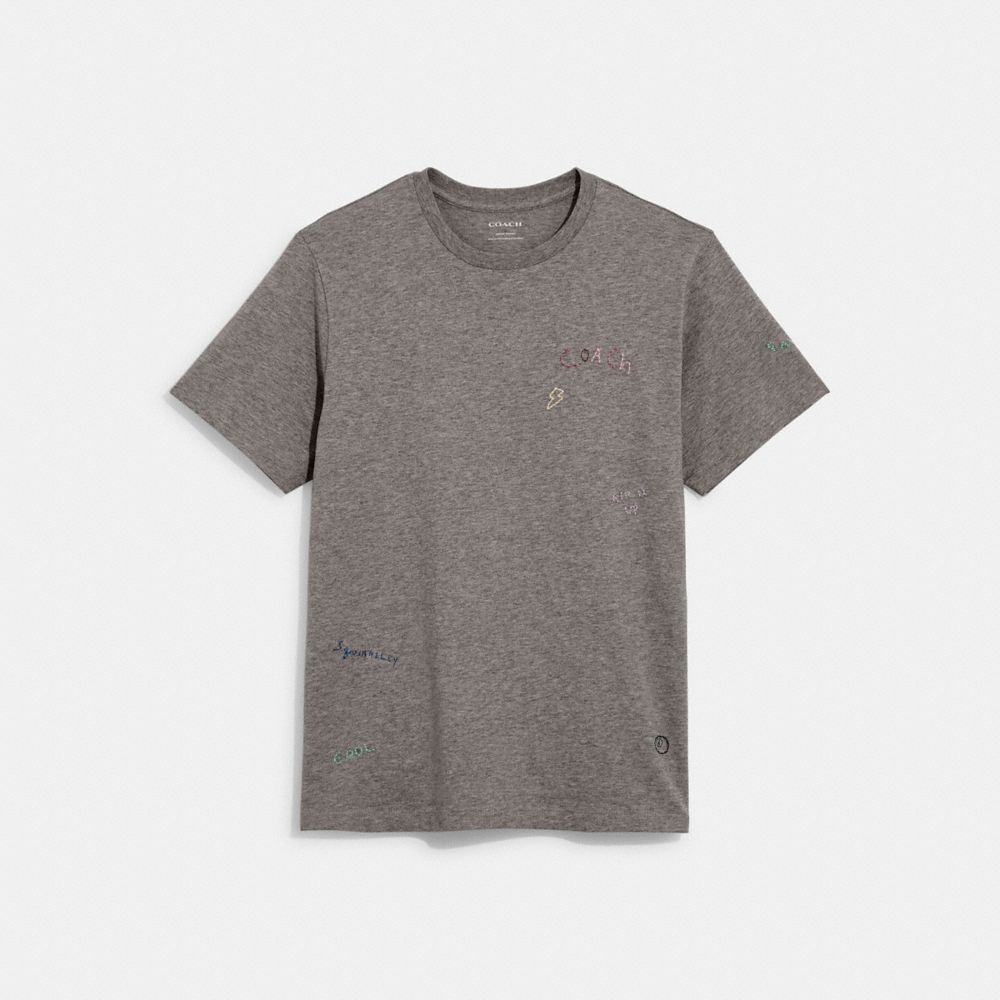 Diary Script T Shirt - HEATHER GREY - COACH C7832