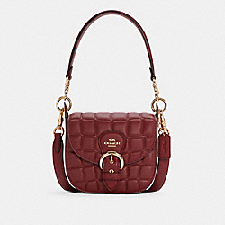 Kleo Shoulder Bag 17 With Quilting - GOLD/CHERRY - COACH C7838