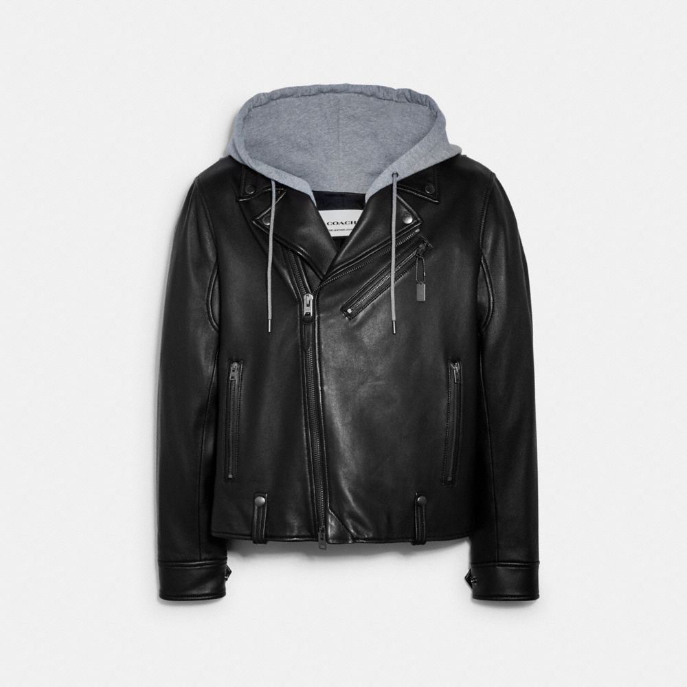 COACH Leather Moto Jacket - BLACK - C7839