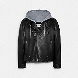 Leather Moto Jacket - C7839 - BLACK
